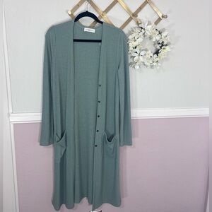 Carly Jean Los Angeles Sage Green Cardigan